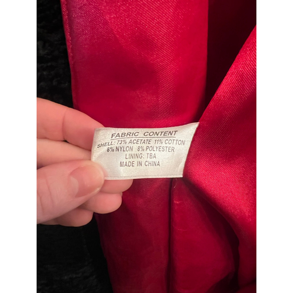 Women's PORTRAIT Black Faux Fur Coat with Red Lining, Size M - Picture 11 of 12